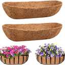 Legigo Pack of 2 Trough Coco Liner for Planters 30 Inch Window Box Liners Coconut Coir Basket Liners, Planter Box Coconut Liner for Window Flower Box Pots, Fence Trough Planter, Wall Planter Basket