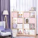 Collapsible Storage Cube Bins - Fabric Cubby Organizer,Flower Decorative Shelf Basket Dual Handles,13 Inch Rosegold Box For Nursery/Home Office/Closet/Kids Room/4-Pack(Blush Pink)
