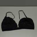 Lace Triangle Bralette with Front Closure Unlined Wireless Bra Adjustable Thin Straps & Unlined Comfort (Large, Black)