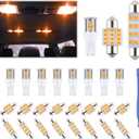 iFunyLED 24 Pieces Dome Light LED Car Interior Bulb Kit Set 194 T10 DE3175 578 31mm 42mm Bulbs Interior Replacement Lights for Car Map License Plate Door Side Marker Cornering Trunk Light - Amber