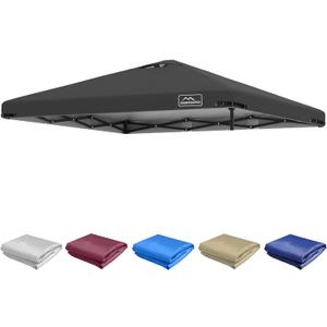 KAMPKEEPER Replacement Top Pop Up Canopy Tent Cover Roof with Air Vent and Adjustable Elastic Strap, Polyester UV Waterproof for Outdoor Garden Patio Sun Shade(Top Only) (Black, 10x10FT)