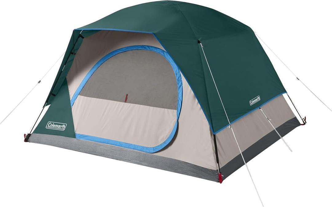 Coleman Skydome Camping Tent with 5 Minute Setup, 2/4/6/8 Person Weatherproof Tent with Rainfly & Carry Bag, 20% More Headroom Than Traditional Canopies (PFAS-Free, Evergreen)