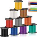 Gisafai 10 Pcs 14 Gauge Wire 50 ft Per Roll (500 ft Total) Automotive Primary Wire Spools Copper Clad Aluminum for 12v Automotive Harness Car Audio Video Wiring, 10 Color Combo