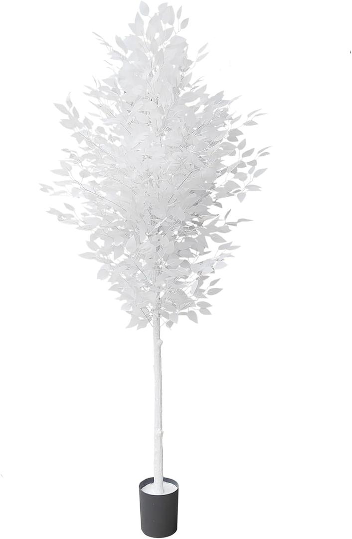 7ft Ficus Trees Artificial, Large White Fake Tree Faux Plant for Home Indoor Wedding Dcor