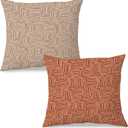 SPBL&L Modern Boho Abstract Fall Pillow Covers, 18x18, Cream Rust, 2 Count, Indoor Decor, Perfect for Bedroom, Living Room, Sofa, Bed, Home, Outdoors, Anniversary, Birthday, Gifting