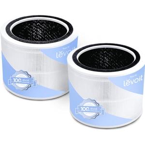 LEVOIT Core 200S-P Replacement Filter, Genuine Core 200S-RF Air Purifier Filters, Supports HEPA Sleep Mode, High-Efficiency Activated Carbon for Removal of Smoke, Odor, Allergens, Pollen, 2 Pack (7.2" x 7.2" x 5.7" (2 Pack))