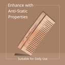 AYUSHKA ORGANIC Handcrafted Wooden Hair Comb – Dual Tooth Design for Detangling & Styling, Anti-Static, Travel-Friendly, for All Hair Types (Comb 5)