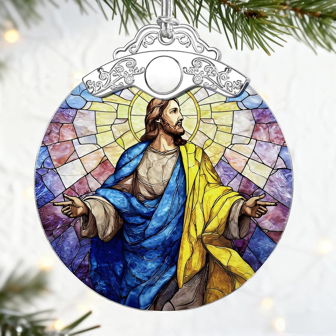 Christian Gifts: Stained Glass Jesus Ornament | Christmas Ornaments (Christmas Tree Decorations), Religious Holiday Ornament, Jesus Christ Decoration, Religious Gifts & Xmas Gift