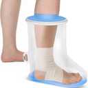 YUNCHI Waterproof Foot Cover for Shower Adults with Non-Slip Bottom, Reusable Watertight Foot Ankle Cast Protector for Foot Surgery Casts Bandages Wounds Dressing (NEW-Extra Wide-Foot)