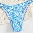 MakeMeChic Women's Tropical Boho Triangle Thong Bikini Sets Zebra Cheetah Bathing Suit Swimsuits (Blue, M)