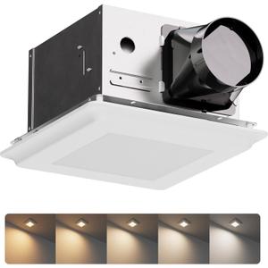 2 In 1 Bath Fan With LED Light, 25W Ceiling Mount Ventilation Fan and Light Combo for Bathroom and Home, 100CFM, 120V, 1000LM, 5CCT Seletable, Dimmable & Wet Rated, ETL Certified