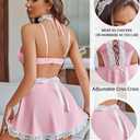 Avidlove Lingerie Sexy Maid Dress French Cosplay Halloween Costumes Outfits (Pink, XL)