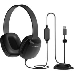 Cyber Acoustics USB Stereo Headphones for PCs and Devices in The Office, Classroom or Home (ACM-6005), Black (1 Pack (USB))