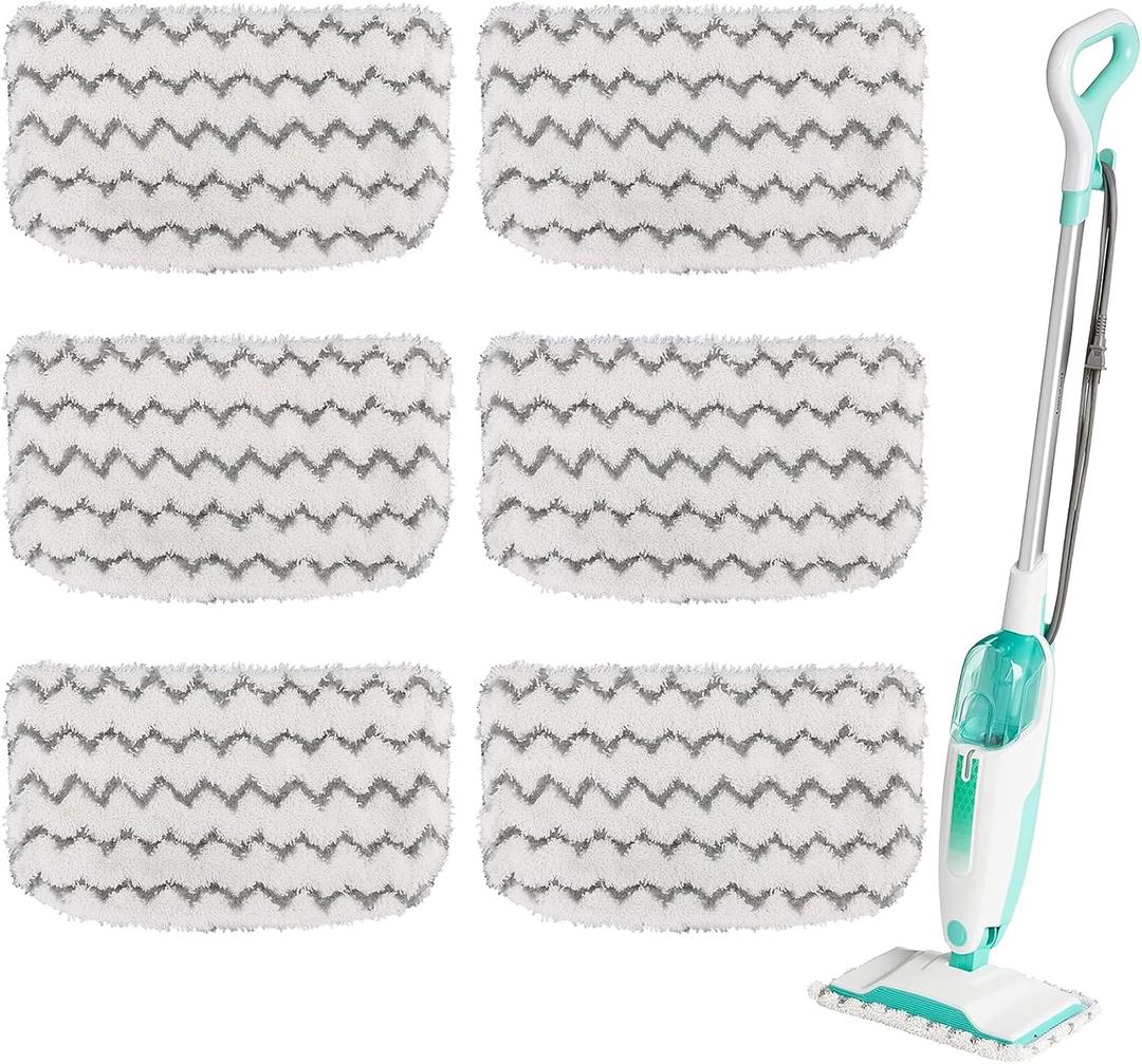 6 Pack Microfiber Steam Mop Pads Replacement for Shark Steam Mop S1000, S1000A, S1000C, S1000WM, and S1001C, Dirt Grip Cleaning Pads
