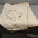 vctops 2-Piece Elegant Floral Embroidered Pillow Shams Queen Size 100% Cotton Quilted Decorative Pillow Shams Set (Cream, 20"x28")