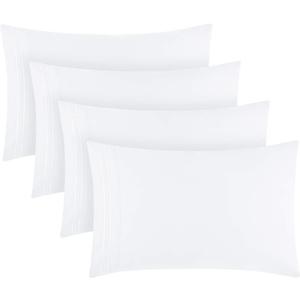 Mellanni Pillow Cases Set - 4 PC Iconic Collection Pillowcases - Hotel Luxury, Extra Soft, Cooling Pillow Covers - Wrinkle, Fade, Stain Resistant (King 20" x 40", White)