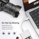 USB C SD Card Reader for iPhone 15 16 iPad Mac 3 in 1 USB-C Memory Trail Camera Card Adapter with Dual Slots & USB Port for Mac MacBook Pro/Air/Mini Android Laptop More USBC Typec Devices (White)