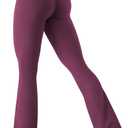 YEOREO Mini Flare Leggings for Women 30.5" Hidden Scrunch Workout High Waisted No Front Seam Craze Gym Yoga Pants (Small, Deep Cherry Red)