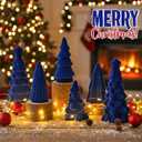 Bucherry 6 Pcs Christmas Ceramics Velvet Trees Set Christmas Table Decorations 3 Sizes Velvet Xmas Tree for Winter Holiday Table Centerpiece Decorations Mantel Decor Xmas Gifts(Blue)