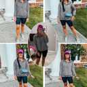 Ladmous Womens Casual Long Sleeve Half Zip Sweatshirt Lapel Drawstring Oversized Pullover Tops with PocketsS-2XL (XX-Large, 02 Dark Grey)