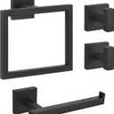 Matte Black Bathroom Hardware Set 4 Pieces, Toilet Paper Holder Set SUS304 Stainless Steel Bath Hand Towel Ring Set for Bathroom Hardware Accessories Set Wall Mounted