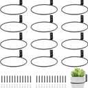 12-Pack 8 Inch Flower Pot Holder Ring Hanging Plant Holder Wall Mount Metal Plant Hangers Indoor Outdoor Planter Hooks Brackets for Patio, Garden, Home, Matte Black