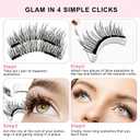 Magnetic Eyelashes with Applicator, Natural Look Dual Magnetic False Lashes No Glue No Eyeliner Needed, Reusable Lightweight 3D Fake Eyelashes Kit for Daily Makeup, 4 Pairs Black Eyelash Set