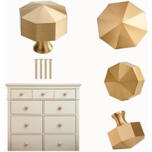 4PCS Brushed Gold Cabinet Pulls, Gold Cabinet Knobs Golden Kitchen Cabinet Handles Golden Drawer Knobs Dresser Knobs Crystal Diamond Knob Brass Drawer Cabinet Knobs Pulls Handles