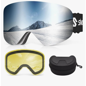 Ski Goggles, Frameless Snowboard Goggles with 2 UV400 Magnet Ski Lenses for Men & Women