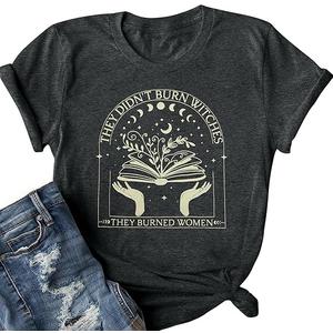 Halloween Shirts They Didn't Burn Witches They Burned Women T-Shirt Witchy Feminist Tee Tops (Large, Green)