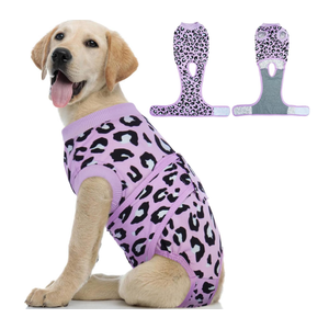 Kuoser Dog Recovery Suit for Dogs After Surgery,Professional Surgical Onesie for Female Male Dogs Spay Neuter,Soft Dog Surgery Suit Bodysuit for Abdominal Wounds Skin Disease,Purple Leopard,  L