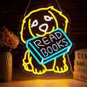 Read Books Golden Retriever Neon Sign for Wall Decor, Read More Books LED Signs Lights for Book Club Classroom Read Corner Kid's Reading Study Men Cave Game Decor, Birthday Party Decoration Gift