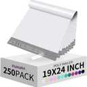 Fuxury Poly Mailers 19x24Inch 250Pcs,Waterproof Shipping Bags for Clothing,Strong Adhesive Shipping Envelopes for Small Business,Self Seal Heavy Duty Poly Mailer Bags,Flexible Mailing Bags White