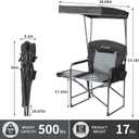 Oversized Camping Chairs with Canopy Foldable Directors Chair with Side Table & Pockets Portable Adults Heavy Duty Outdoor Folding Chairs for Lawn, Beach, Picnic, Sports and Fishing, Supports 500lbs