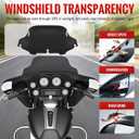Black 8" Motorcycle Wave Windshield Windscreen Compatible for 1996-2013 Harley Davidson Touring Street Glide Electra Glide Tri Glide FLHT FLHTK FLHTCU FLHTCUTG