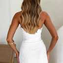GOKATOSAU Women's Floral Strapless Fold Over Neckline Split Drawstring Bodycon Ruched Mini Dress White (White, XL)
