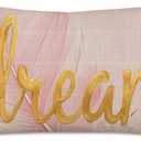Fukeen Inspirational Words Dream Throw Pillow Cases Pink Watercolor Paint with Golden Letters Pillows Cushion Cover Cotton Linen Rectangular 12x20 Inch Personalized Waist Pillowcase Home Couch Decor