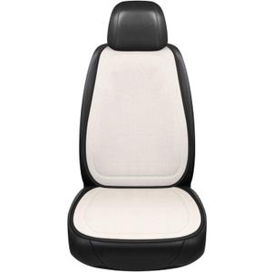 Linen Car Seat Covers, Breathable Linen Auto Seat Protector Full Set Cushion, Non-Slip Front Seats Cover Soft Comfortable Mat for Most Vehicles, Universal Car Accessories (Beige)
