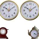 2 1/2” Clock Insert Replacement, Mini Clock Face Replacements Fit 2-1/2 65mm Diameter, Quartz Clock Insert Round Inner Miniature Clock Rome Numeral Quartz Movement for DIY Craft Repair (Gold-Arabic)