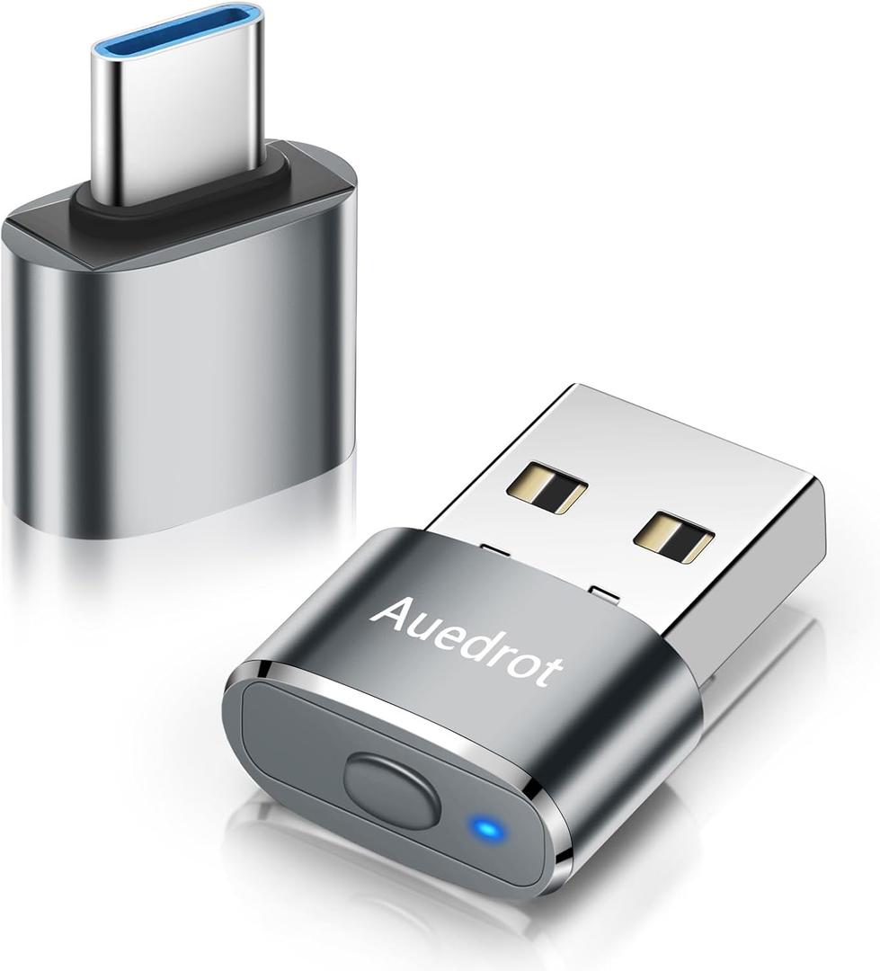 USB Mouse Mover with Switch Button, Automatic Mini Mouse Shaker with 2 Jiggle Modes, Driver-Free, Plug & Play, Keep Computer/Laptop Awake, with USB-C Adapter, Gray