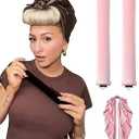 Velvet Heatless Curling Set No Heat Hair Curlers Overnight Curls Blowout Rods Soft Large Foam Hair Rollers to Sleep in for Long Hair Heatless Curling Rod Headband Jumbo Flexi Rods Curler - 3PC Pink