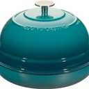 Enameled Cast Iron Dutch Oven Pot with Lid, Round Bread Oven for Homemade Sourdough Bread Baking, 6 Quart, Darkcyan
