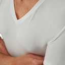 Hanes Mens Perfect Flex V-Neck Tee, Stay Tucked Undershirt, Slim Fit Tight on Arms T-Shirt, White & Black (White, XXL)