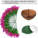 Ouddy Decor Artificial Hanging Plants Flowers Basket for Spring Summer Outdoor Decor, Fake Hanging Flowers Faux Silk Morning Glory UV Resistant for Patio Yard Porch Garden Home Decorations, Fuchsia