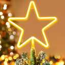 KOUPA 14.5-Inch Christmas Tree Topper Large 5 Point Star Treetop with LED Warm White Lights for Xmas Ornaments and Holiday Seasonal Tree Decorations