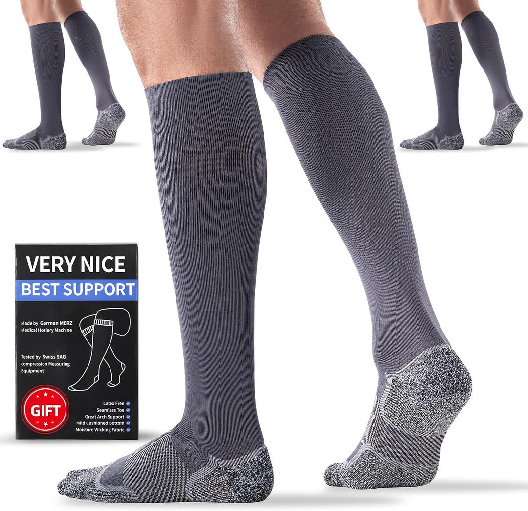 Medical Compression Socks 20-30 mmHg for Men Women (3 Pairs) - Best Support for All Day Wear, Pain Relief, Circulation 2XL 