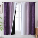 Estelar Textiler Purple and Greyish White Ombre Blackout Curtains 63 Inch Length, Rod Pocket Thermal Insulated Curtains for Girls Bedroom, Full Room Darkening Drapes for Kids Room, 42Wx63L, 2 Panels