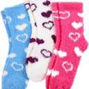 3 Pairs Moisturizing Socks Overnight, Love Heart Aloe Socks, Moisturizer Sock for Dry Cracked Feet, Cozy Gel Spa Sock for Women(Rose Red, Purple and Light Blue), One Size