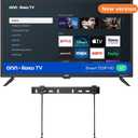 ONN 32-inch Roku Smart TV LED + Free Wall Mount with Wi-Fi Connectivity and Mobile App | Flat Screen TV Compatible with Apple Home Kit | Alexa and Google Assistant 