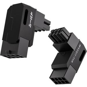 EZDIY-FAB Shield Series 8-Pin PCIe GPU Power Adapter,90-Degree Angled Connector, Aluminum Design for Graphics Cards  Reverse Type,Black-2 Pack